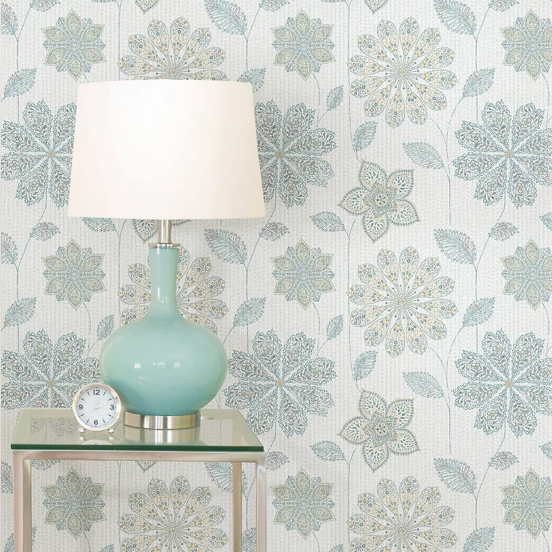 NuWallpaper Gypsy Floral Blue & Green Peel & Stick Wallpaper