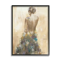Stupell Industries Nude Female Body Soft Tone Flower Dress in Black Frame Wall Art