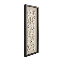 Cream Shell Shell Handmade Abstract Wall Décor with Beige Linen Backing & Black Frame