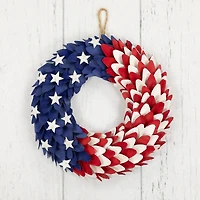 15" Petals & Stars Wooden Americana Wreath