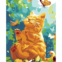 8" x 10" Tabby Cat with Butterflies Paint-by-Number Kit with Wood Display Hanger by Artist's Loft®
