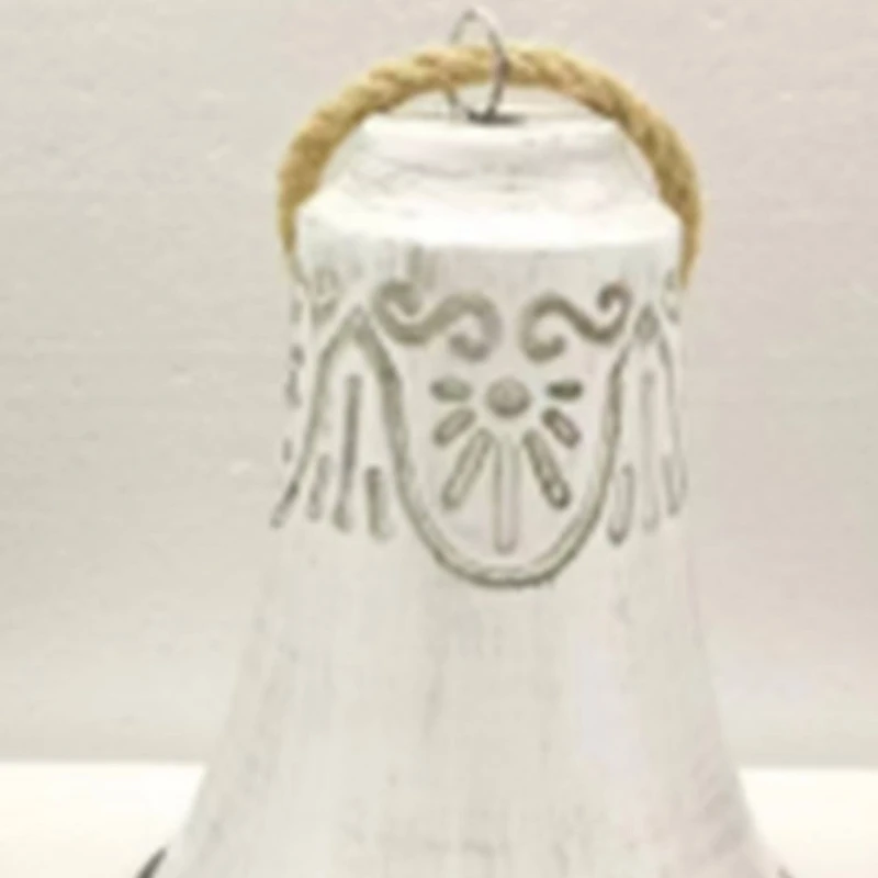 Embossed Bells Christmas Ornaments - 6" - Gray and White - Set of 2