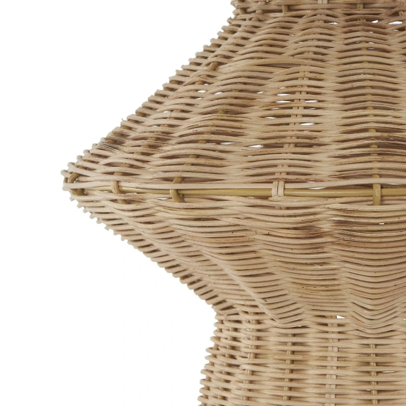 18" Brown Rattan Handmade Woven Tapered & Fluted Vase