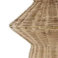 18" Brown Rattan Handmade Woven Tapered & Fluted Vase