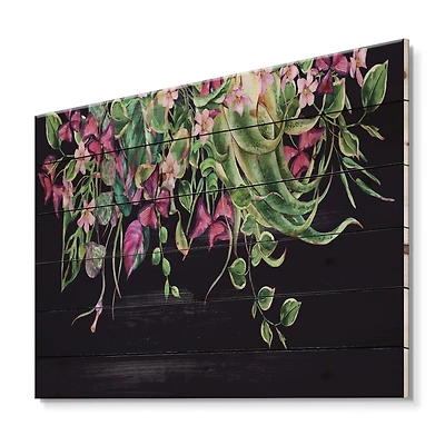 Designart - Floral Tropical Leaves Om Black