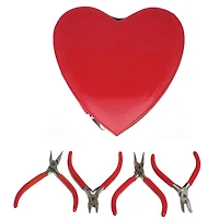 The Beadsmith® 4 Piece Pliers Set in Heart Case