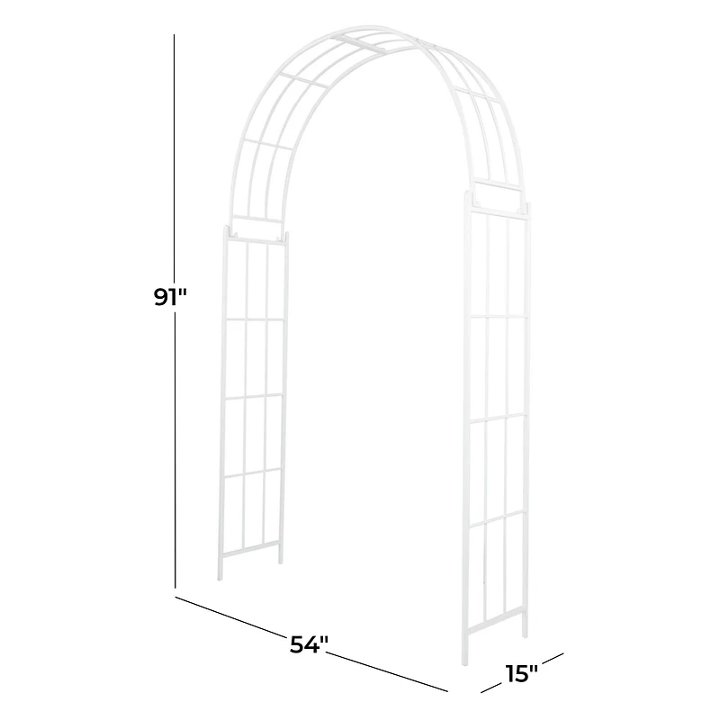 White Iron Contemporary Garden Arbor, 91" x 54" x 15"