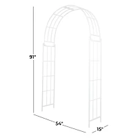 White Iron Contemporary Garden Arbor, 91" x 54" x 15"