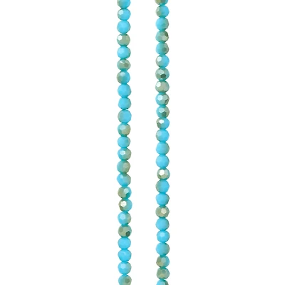 12 Pack: Aqua Mix Small Glass Faceted Round Beads, 3mm by Bead Landing™