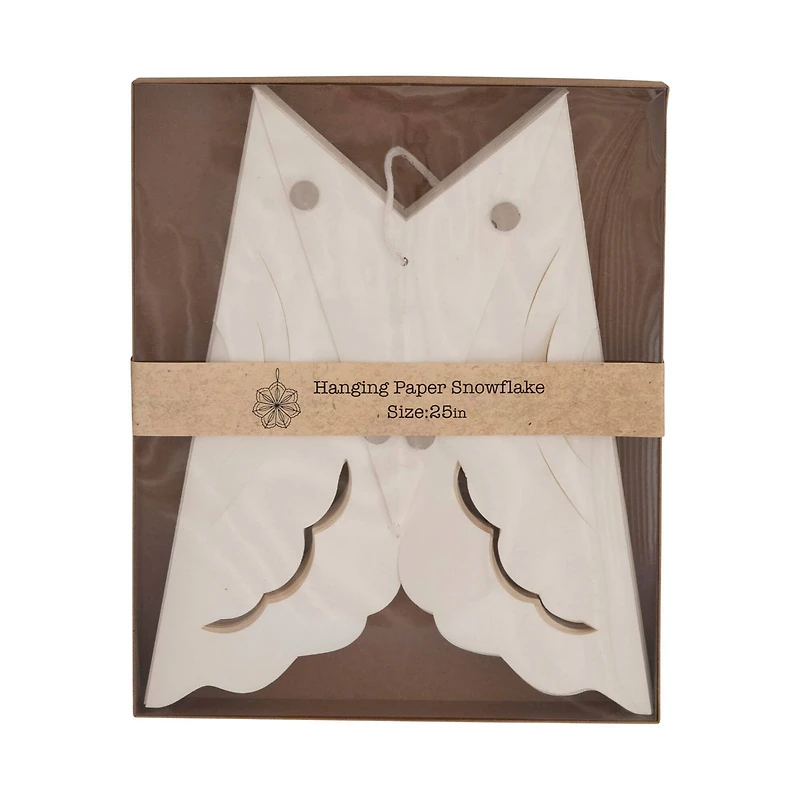 Hello Honey® 25" White Hanging Snowflake Paper Ornament