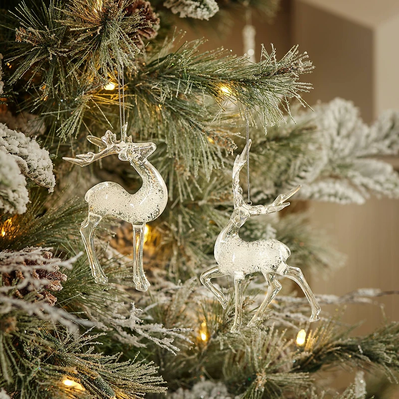 Clear Bubbled Plastic Deer Ornaments Set