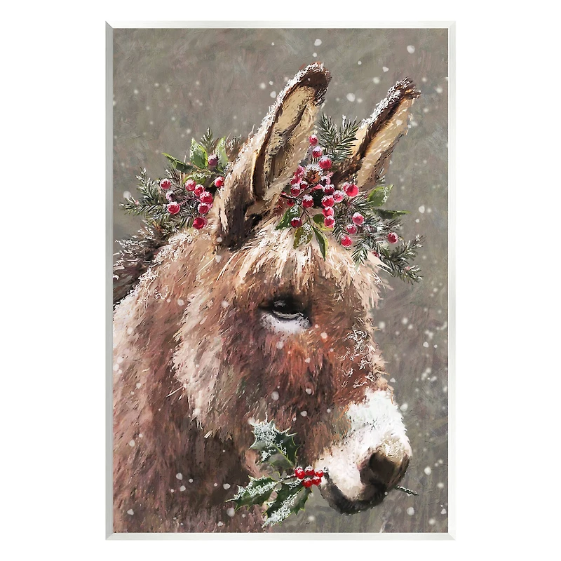 Stupell Industries Winter Donkey Snow Falling Wall Plaque Art