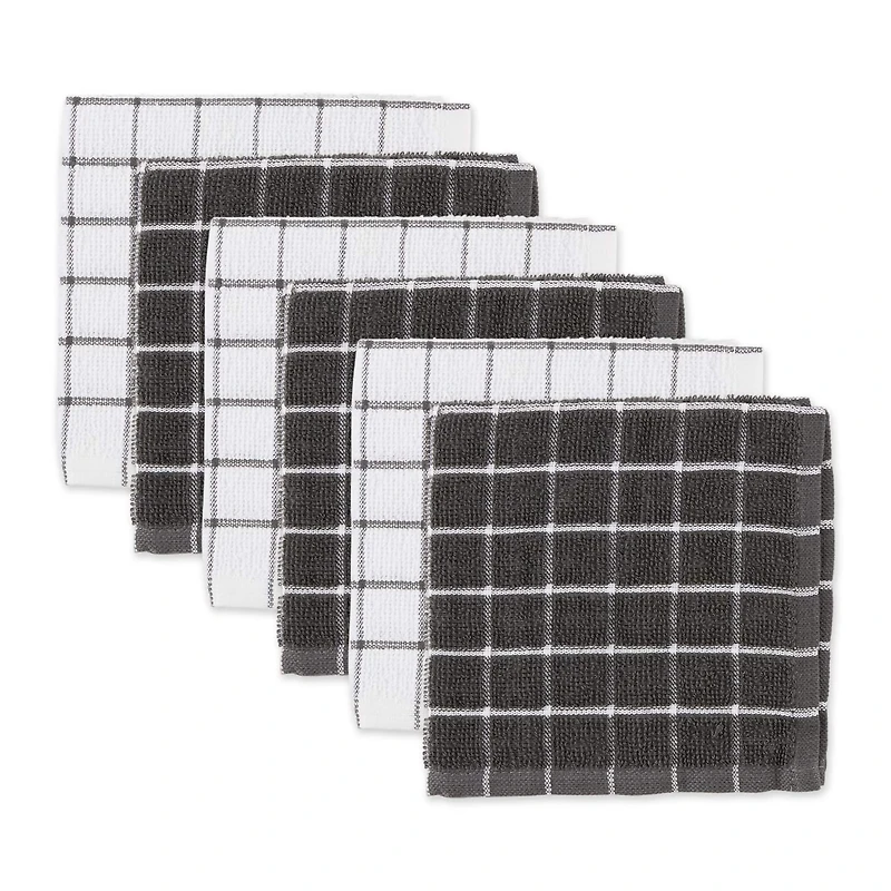 DII® Mineral Gray Combo Windowpane Dishcloths, 6ct.