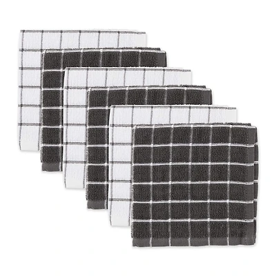 DII® Mineral Gray Combo Windowpane Dishcloths, 6ct.