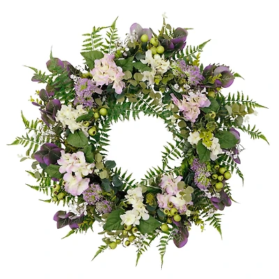 30'' Green and Purple Hydrangea Floral Spring Wreath