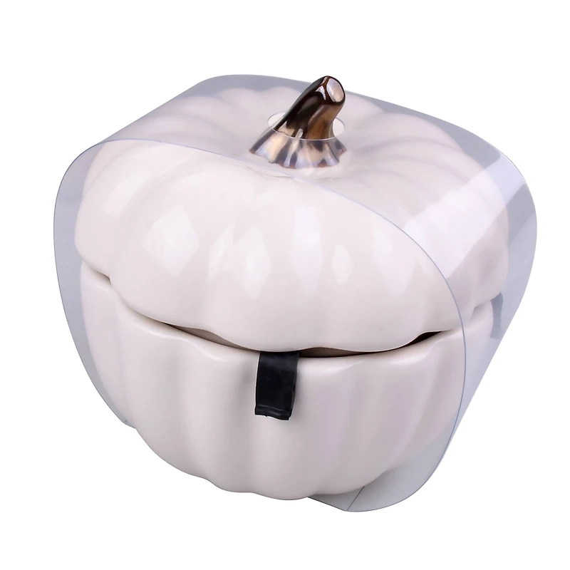 4.75" Cream Ceramic Pumpkin Cocotte by Makery™