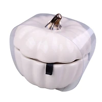 4.75" Cream Ceramic Pumpkin Cocotte by Makery™