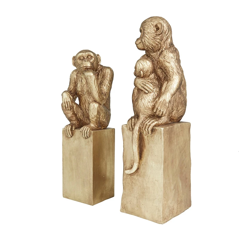 Set of 2 Gold Resin Glam Sculpture, 18" x 7" x 6"