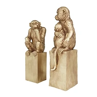 Set of 2 Gold Resin Glam Sculpture, 18" x 7" x 6"