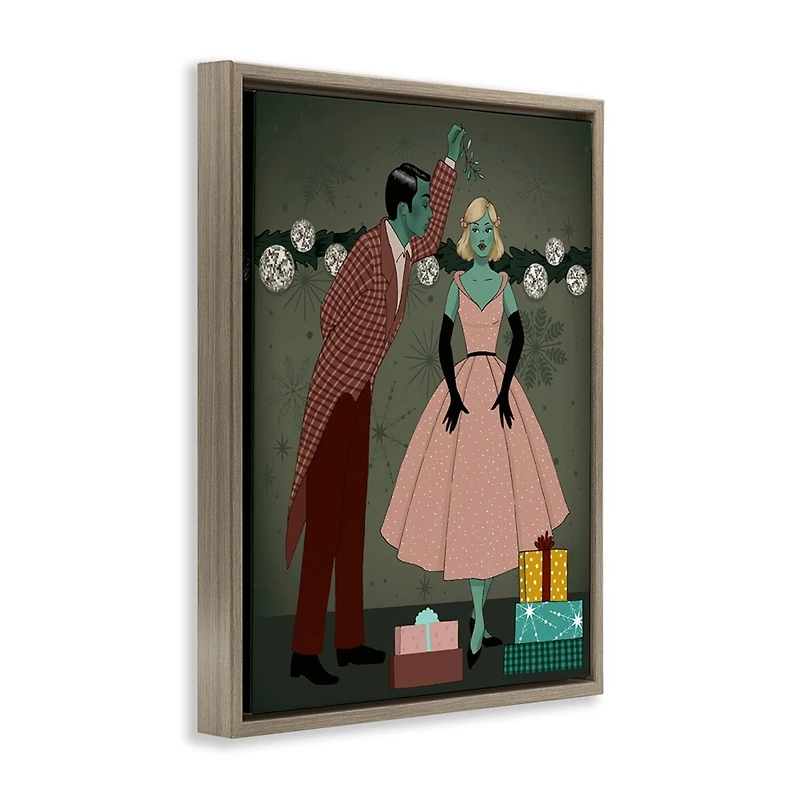 Stupell Industries Romantic Christmas Kiss Floating Frame Wall Art