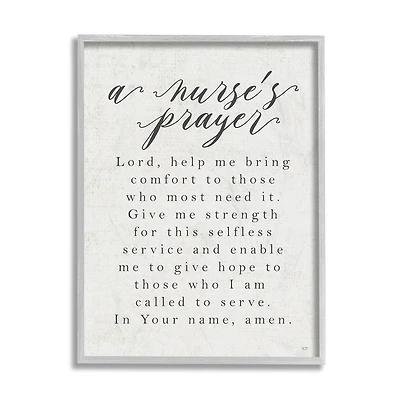 Stupell Industries A Nurse's Prayer Inspirational Office Faith Framed Wall Art