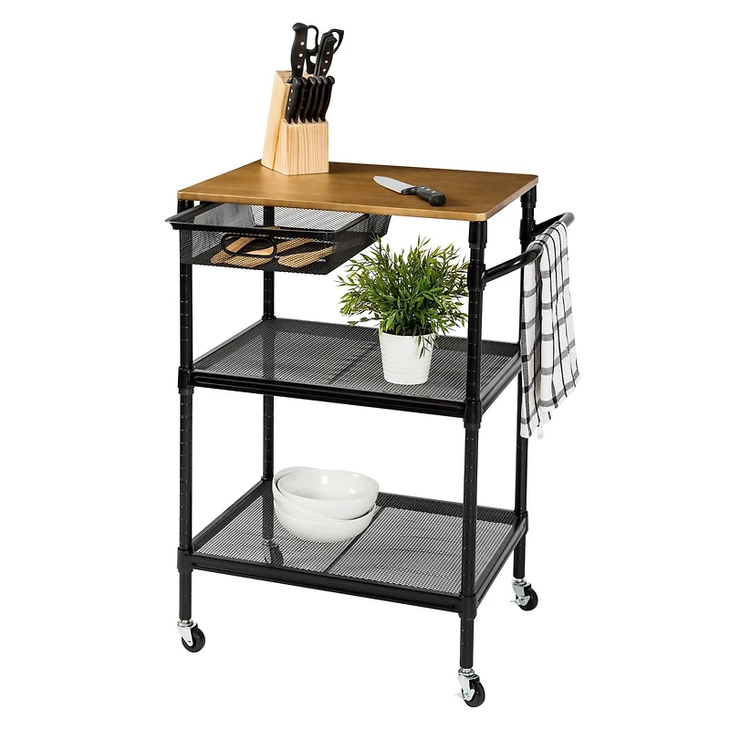 Honey Can Do Black Matte Rolling Storage Cart