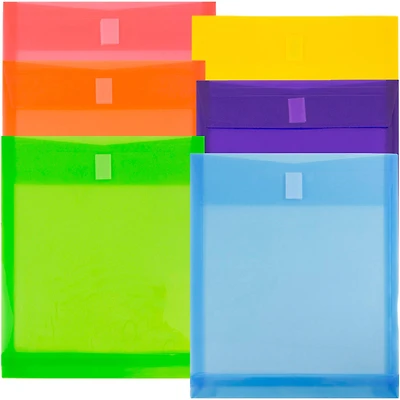 JAM Paper 9.75" x 11.75" Assorted Plastic Expansion Envelopes with Hook & Loop Closure, 6ct.