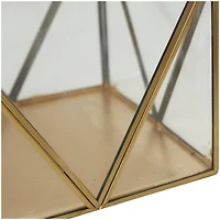 CosmoLiving by Cosmopolitan Gold Metal & Clear Glass Diamond Rectangular Candle Lantern Set