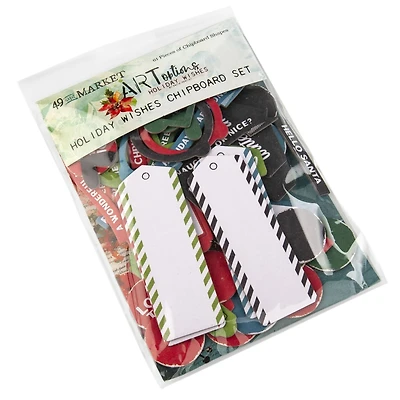 49 And Market ARToptions Holiday Wishes Chipboard Bits