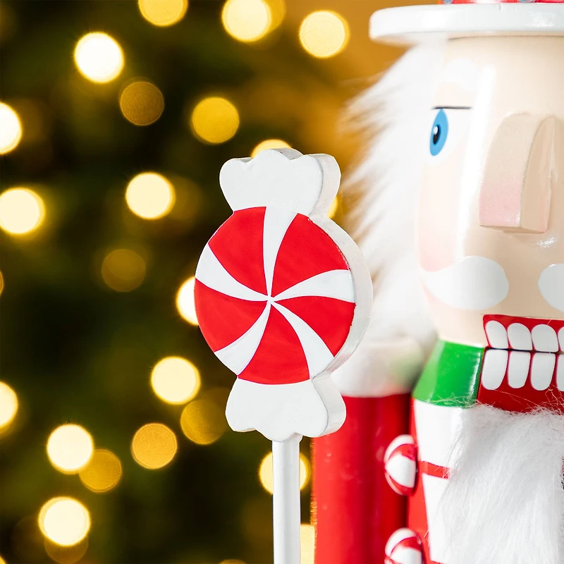 Glitzhome® 26"H Wooden Christmas Green Brush Tree Nutcracker