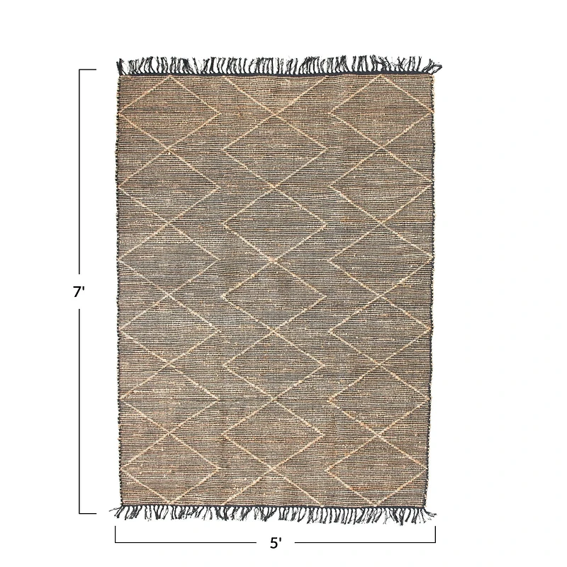 Hello Honey® Black & Natural Woven Cotton & Jute Rug, 7ft. x 5ft.