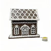 8" Brown and White Glitter Lighted Clay Gingerbread House Tabletop Décor by Ashland®