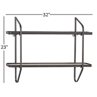 Black Iron and Wood Industrial Wall Shelves, 23" x 32" x 6"