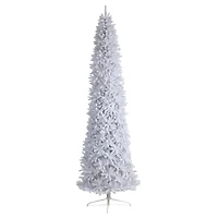 12ft. Pre-Lit Slim White Artificial Christmas Tree, Warm White LED Lights