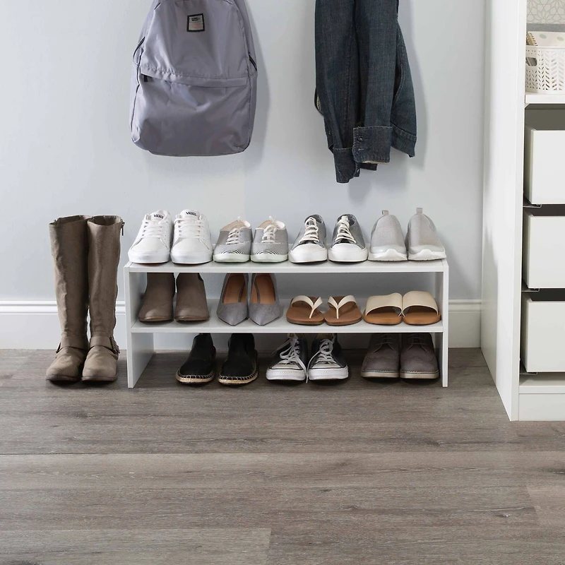 Organize It All White 2 Shelf Stackable Shoe Rack