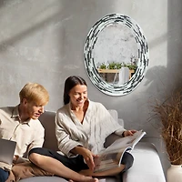 Head West Charcoal  Tile Framed Oval Wall Vanity Mirror - 23" x 29"