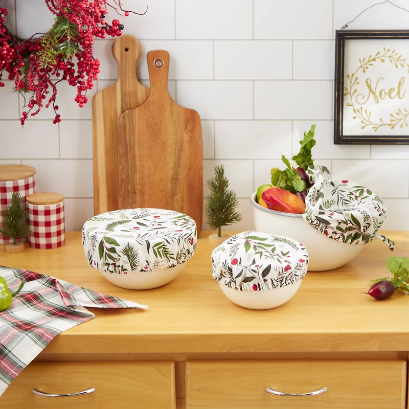 DII® Holiday Sprigs Print Dish Cover Set, 3ct.