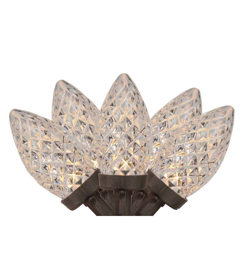 100ct. Warm White Faceted LED Christmas String Lights