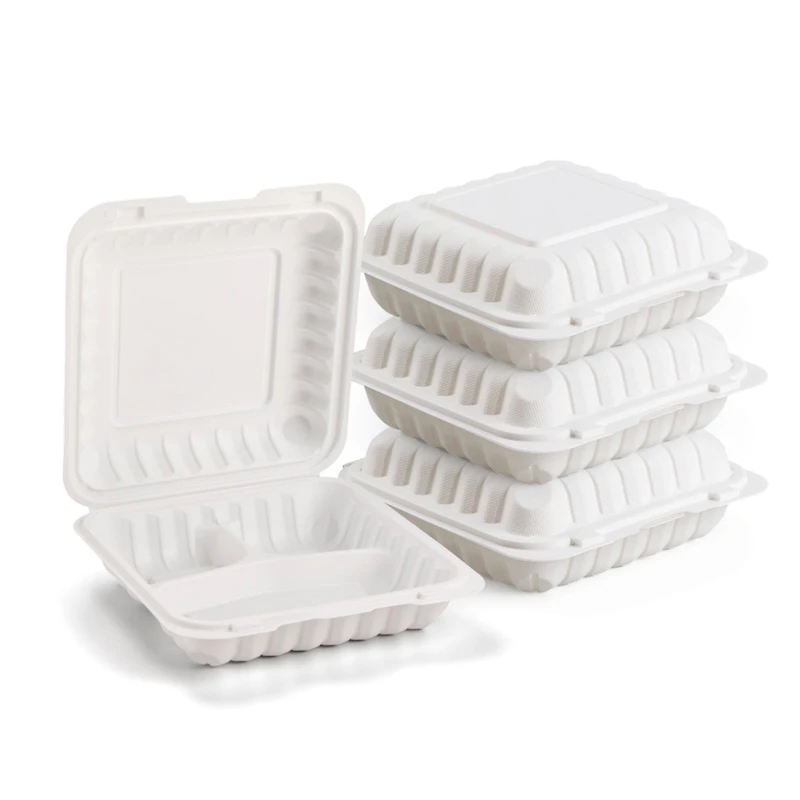 9" 3-Compartment Clamshell Take Out Containers