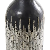 27" Black Capiz Shell Handmade Vase with Gray Ombre Design
