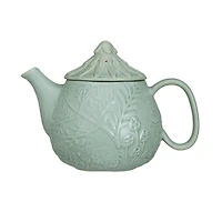 Hello Honey® 30oz. Sage Embossed Botanicals Stoneware Teapot with Strainer
