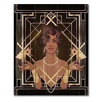 Designart - Retro Women In Golden Art Deco Geometrics I