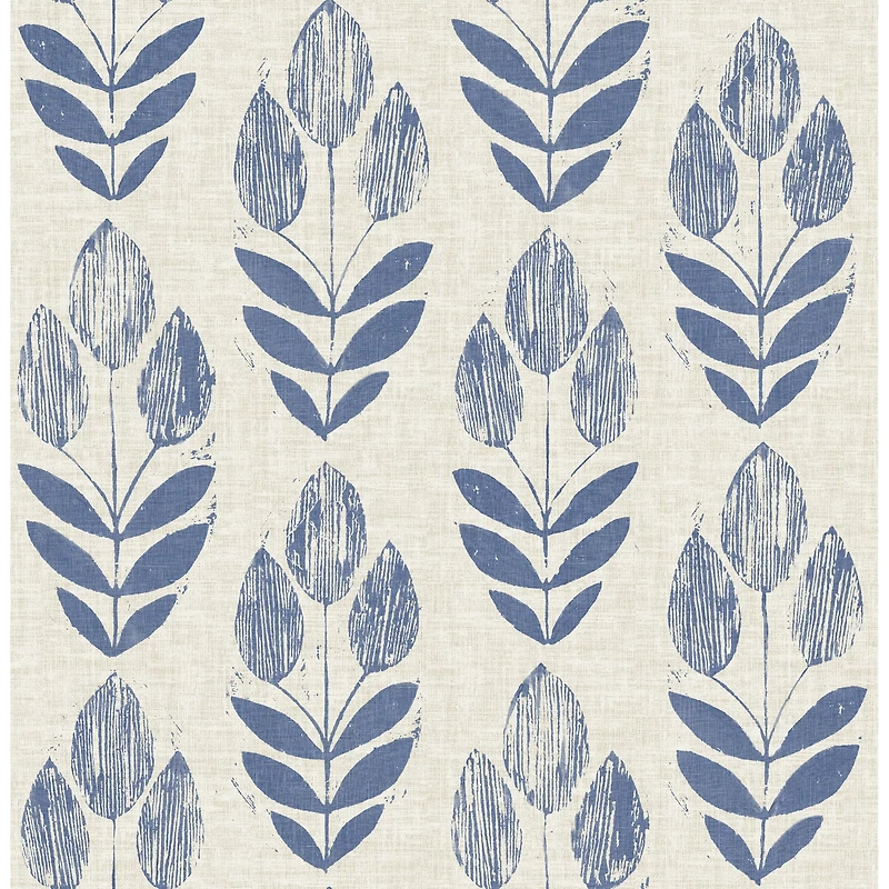 NuWallpaper Blue Folk Tulip Peel & Stick Wallpaper