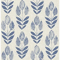 NuWallpaper Blue Folk Tulip Peel & Stick Wallpaper