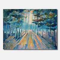 Designart - Handpainted Sunlight In Winter Forest