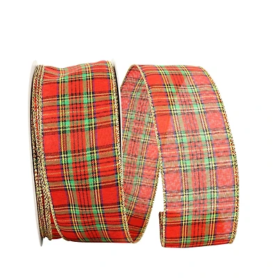 JAM Paper 2.5" x 50yd. Wired Jerome Plaid Ribbon