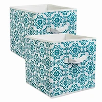 DII® 13" Teal Scroll Non-Woven Fabric Cubes, 2ct.