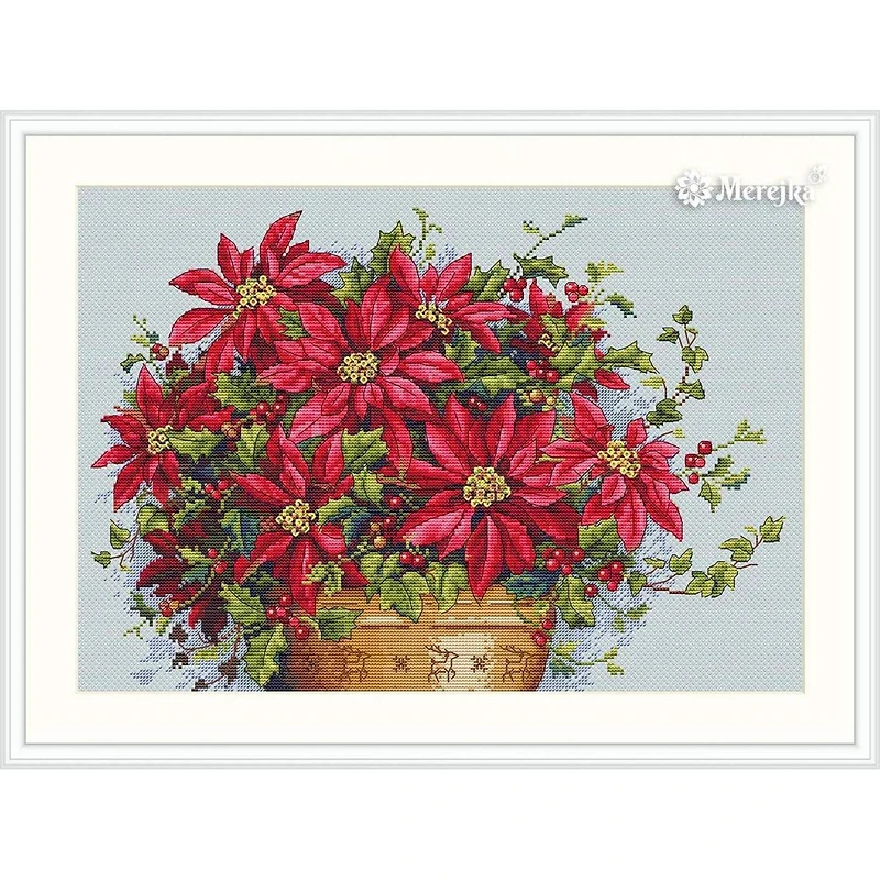 Merejka Poinsettia Counted Cross Stitch Kit