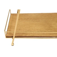 22" Brown Wood & Iron 2-Tier Tray Stand