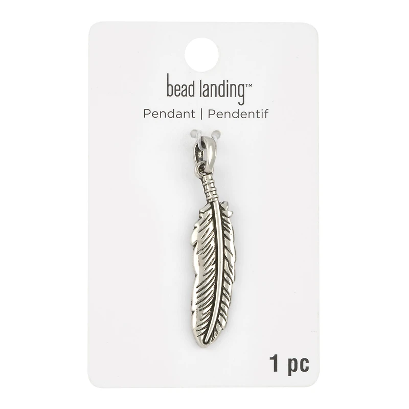 Silver Metal Feather Pendant by Bead Landing™